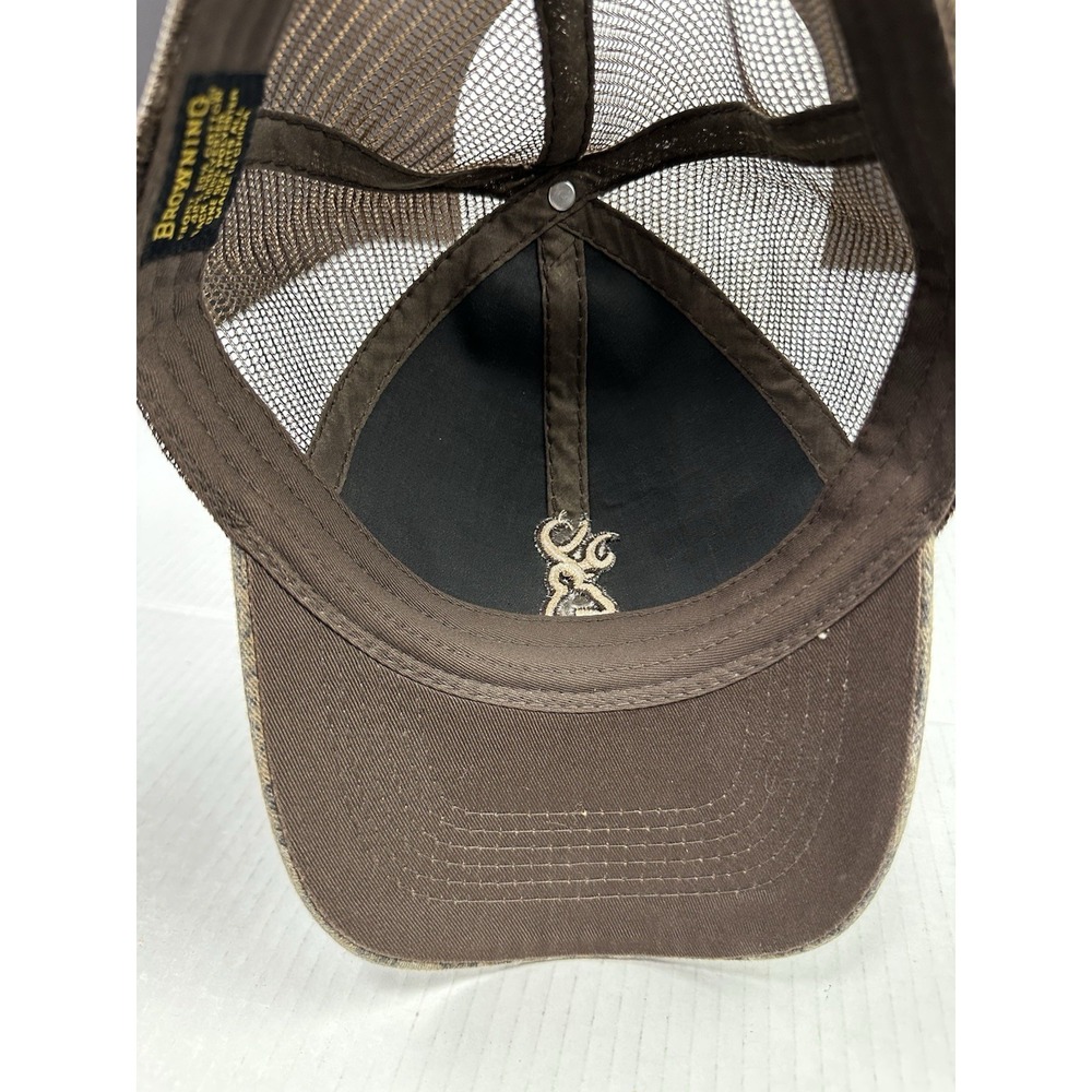 Browning Logo Strap Back Hat Green Camouflage Tree Camo Hunt Buck Deer Dad Woods - Picture 5 of 6